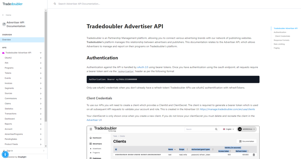 Tradedoubler Advertiser API